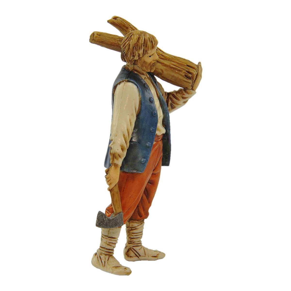 Statua presepe 10 cm boscaiolo legna accetta