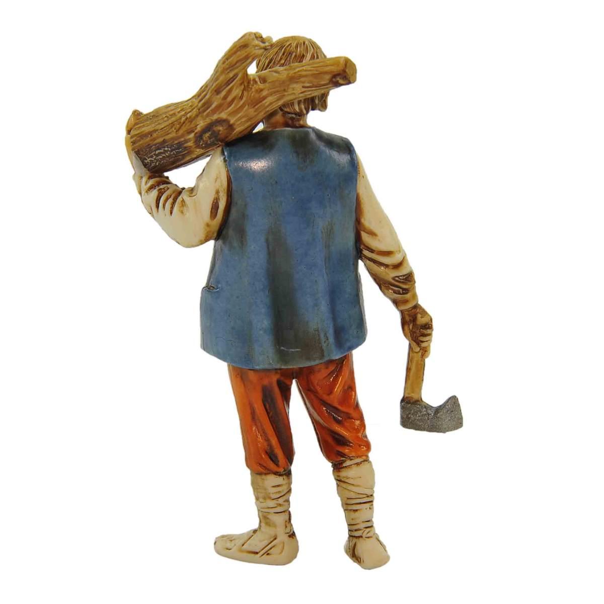 Statua presepe 10 cm boscaiolo legna accetta