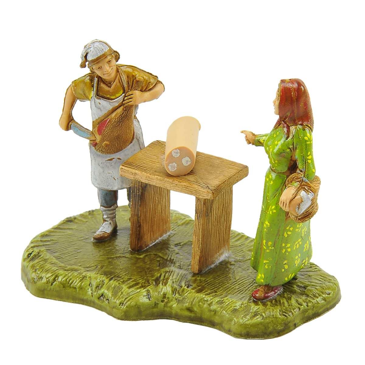 Statua presepe 6 cm salumiere banco donna