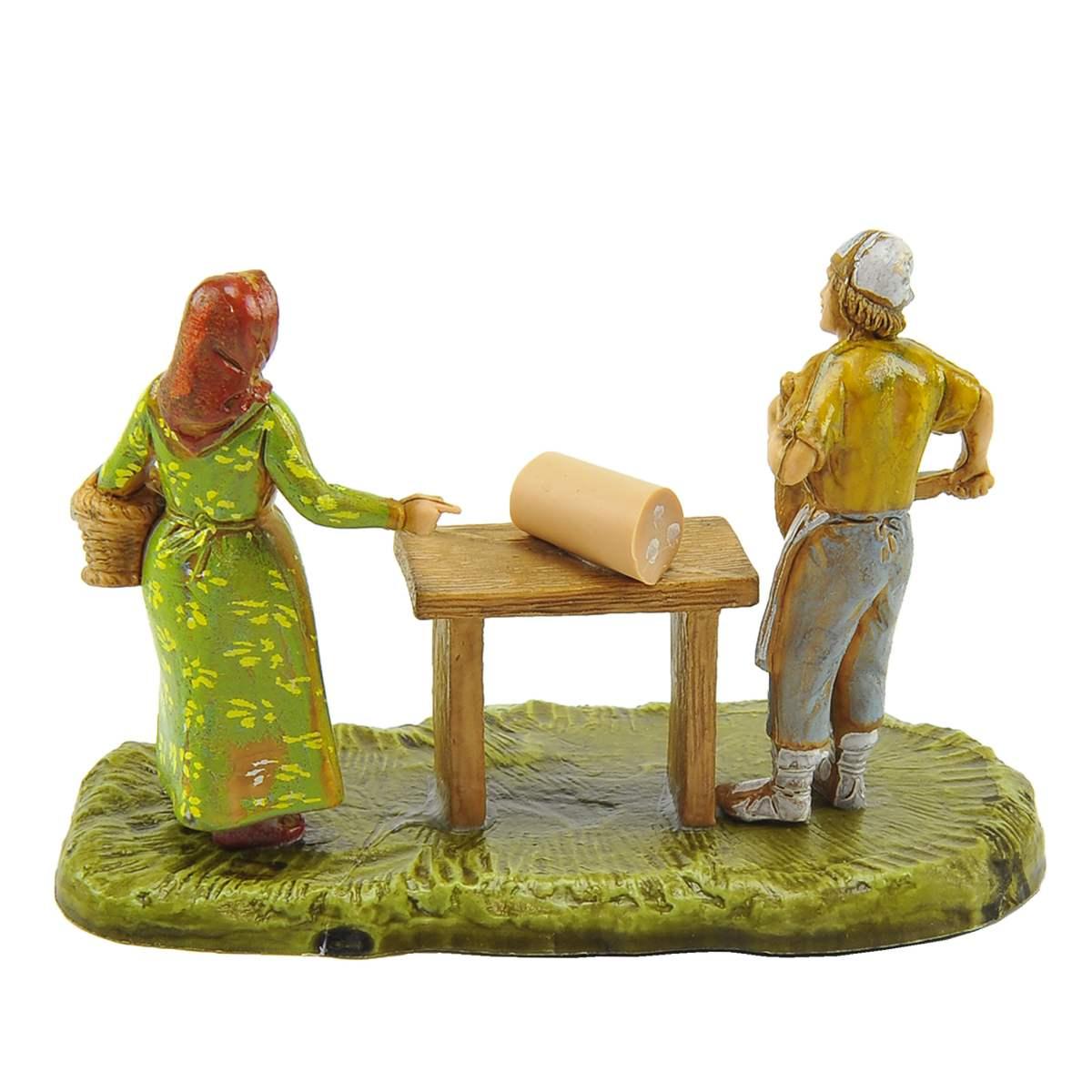 Statua presepe 6 cm salumiere banco donna