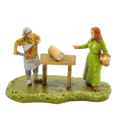 Statua presepe 6 cm salumiere banco donna