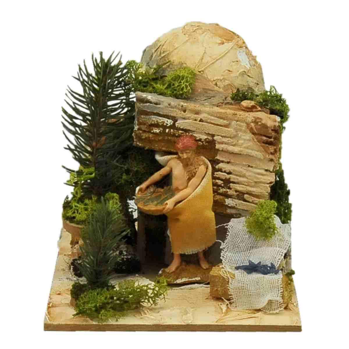 Statua presepe 10 cm pescivendolo movimento