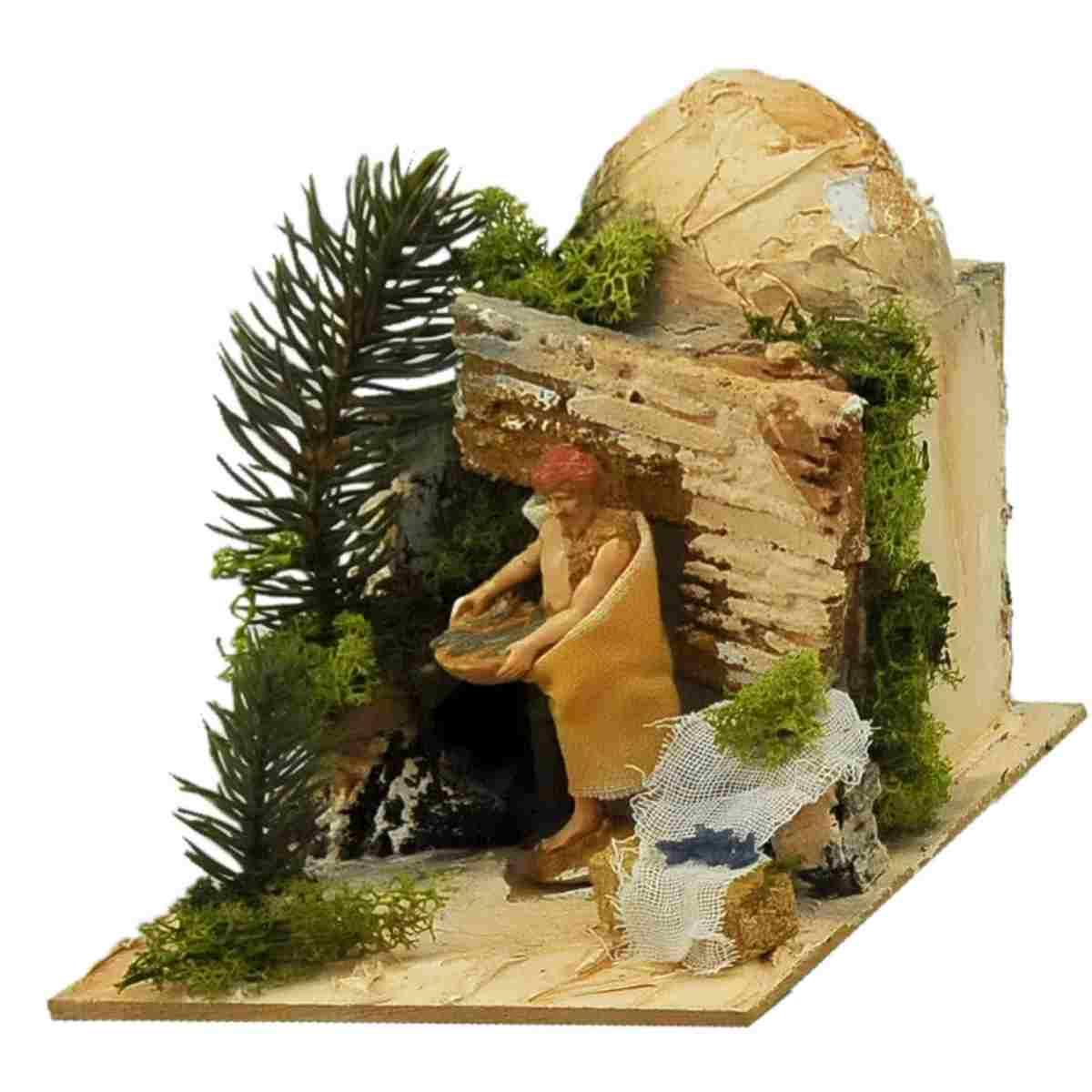 Statua presepe 10 cm pescivendolo movimento