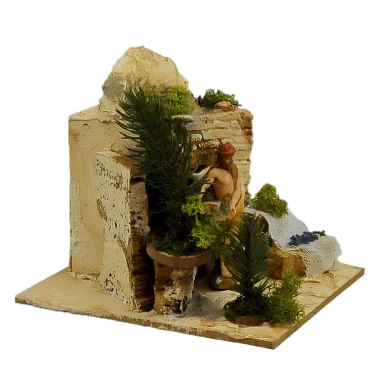 Statua presepe 10 cm pescivendolo movimento