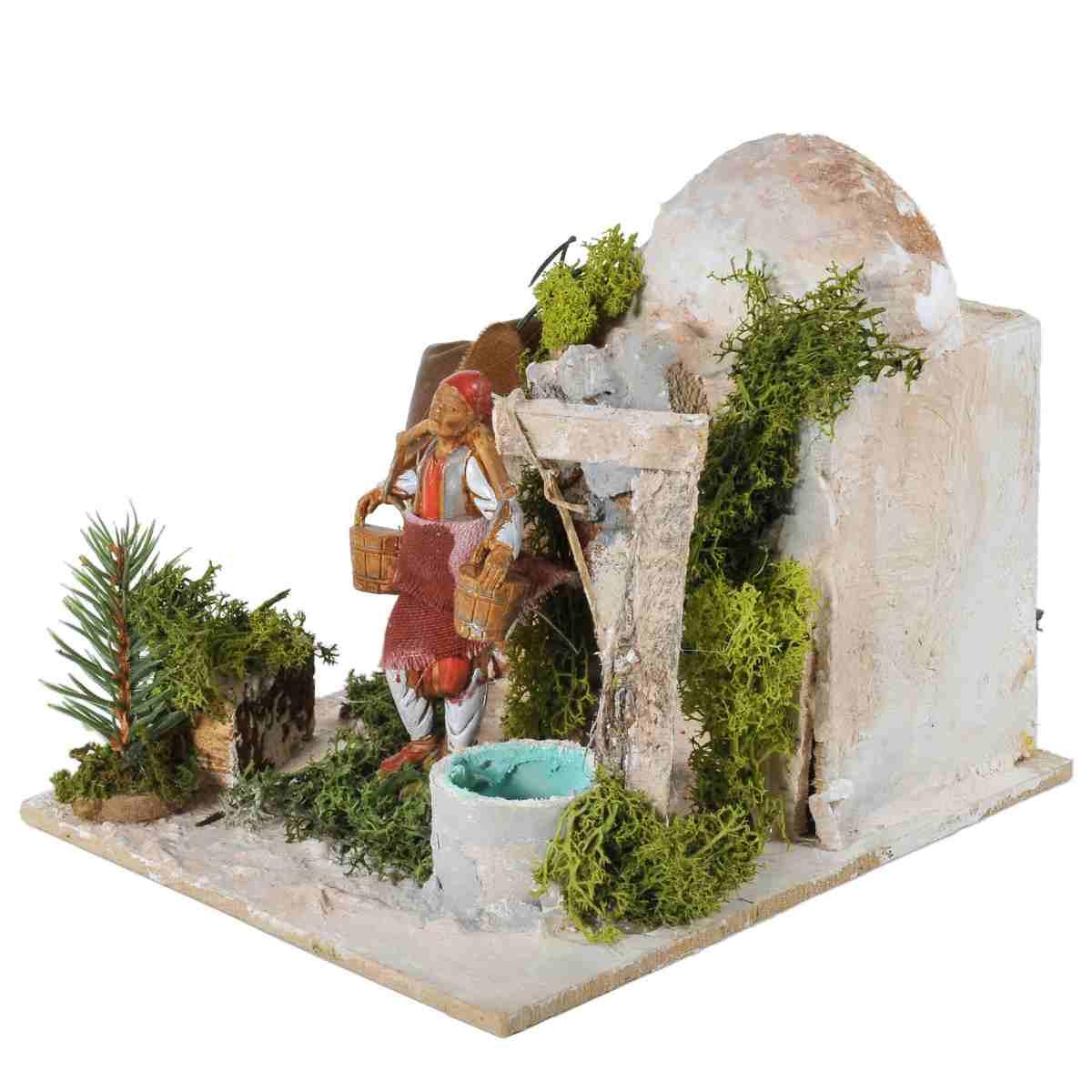Statua presepe 10 cm uomo al pozzo movimento