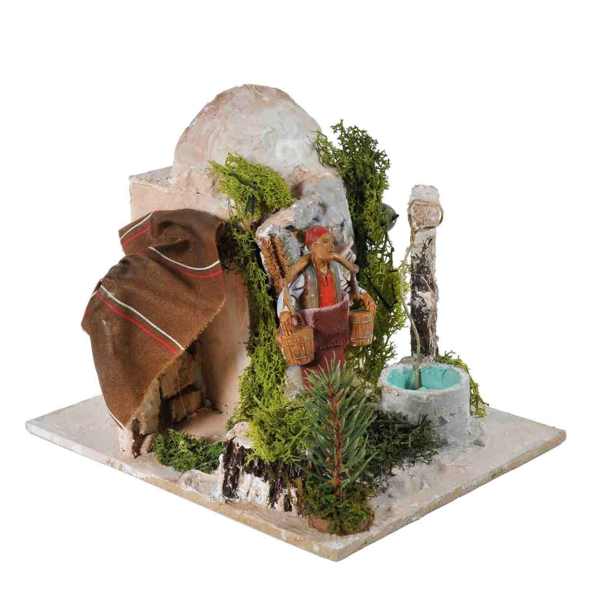 Statua presepe 10 cm uomo al pozzo movimento