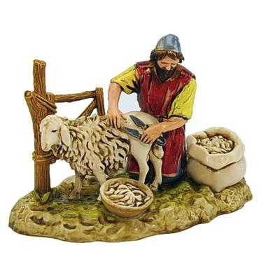 Statua presepe 10 cm tosatore pecora