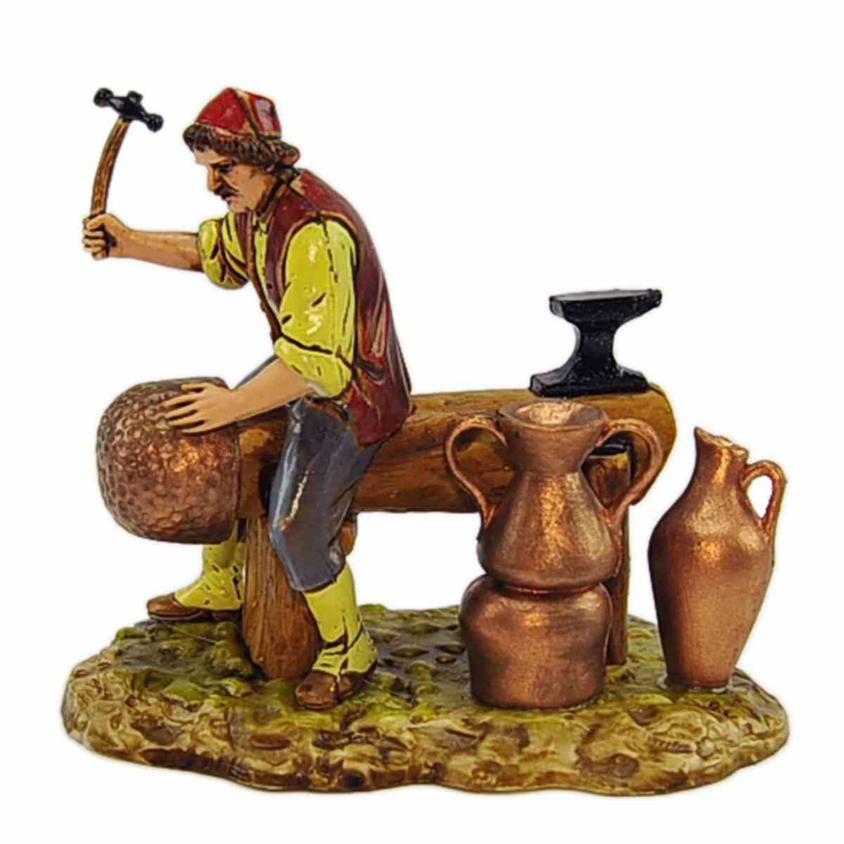 Statua presepe 10 cm ramaio seduto con anfore