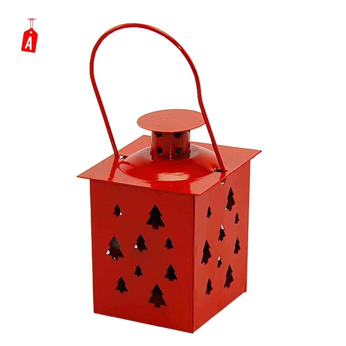 Lanterna metallo fori albero 3 colori 8 x 8 cm