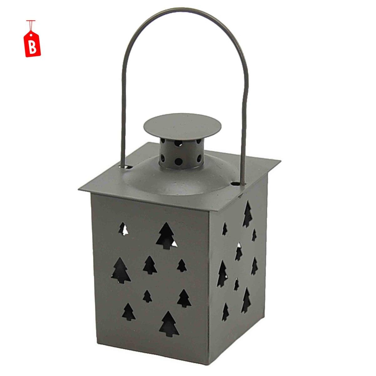 Lanterna metallo fori albero 3 colori 8 x 8 cm