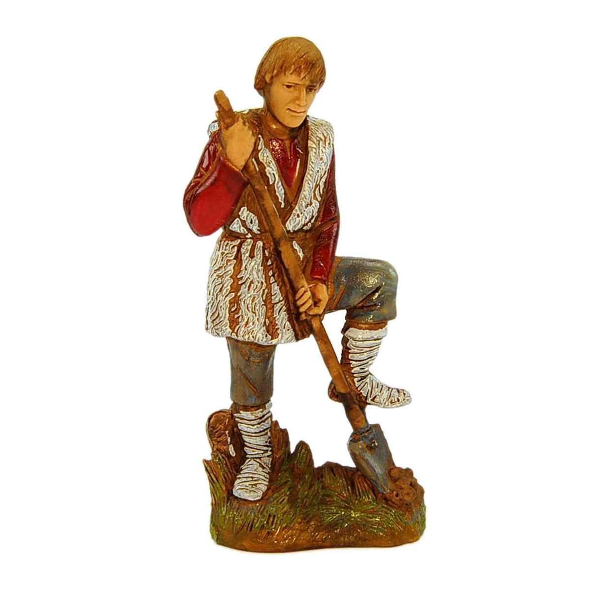 Statua presepe 10 cm contadino vanga