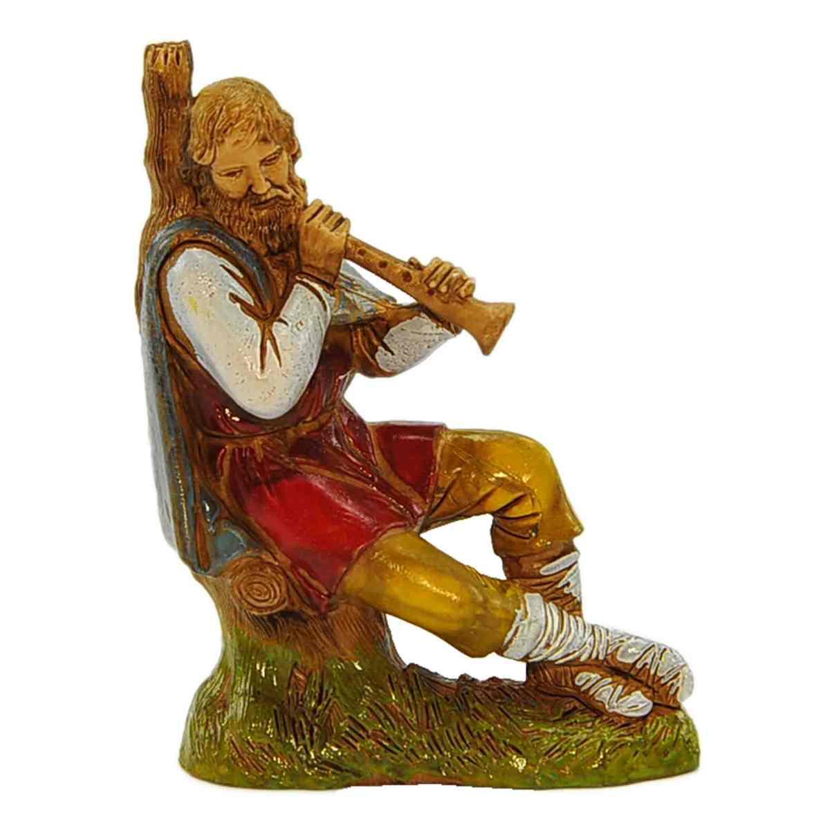 Statua presepe 10 cm pifferaio seduto