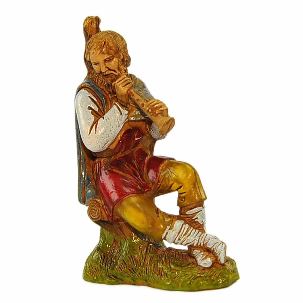 Statua presepe 10 cm pifferaio seduto