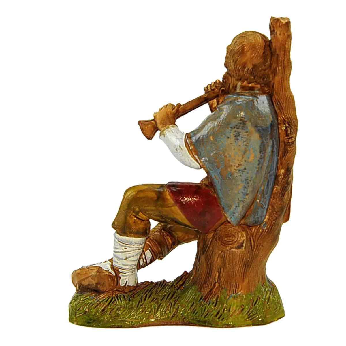Statua presepe 10 cm pifferaio seduto