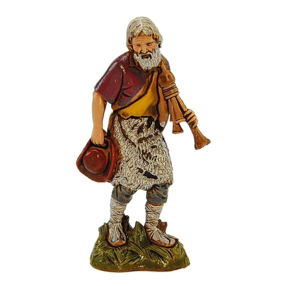 Statua presepe 10 cm zampognaro cappello zampogna