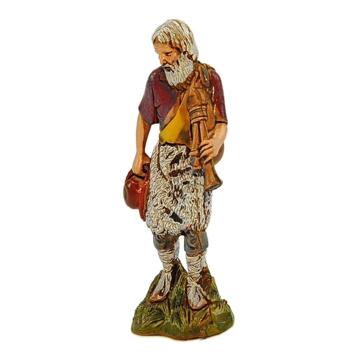 Statua presepe 10 cm zampognaro cappello zampogna