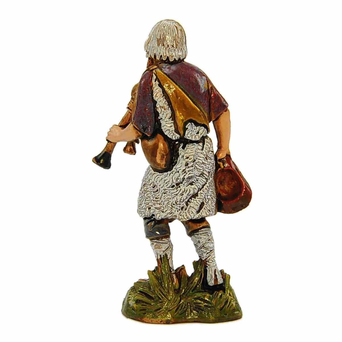 Statua presepe 10 cm zampognaro cappello zampogna