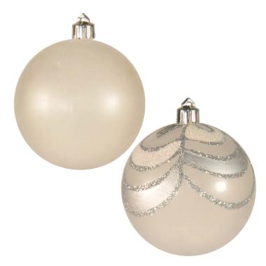 Pallina natalizia bianco satinato bianco argento Set 4 pz