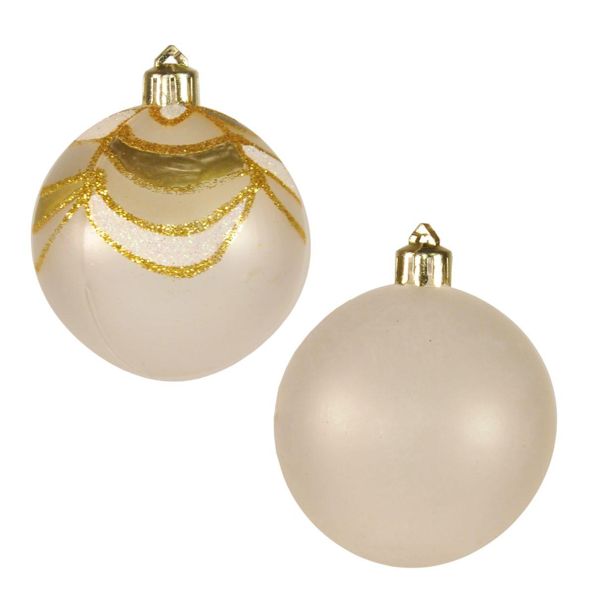 Pallina natalizia bianco satinato bianco oro Set 5 pz