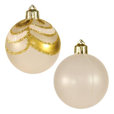 Pallina natalizia bianco satinato dec oro Set 6 pz
