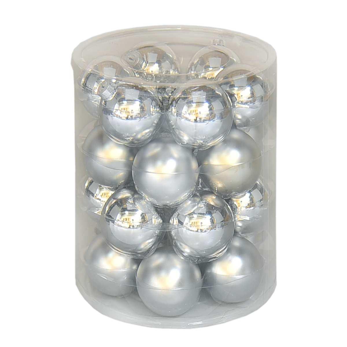 Pallina natalizia vetro argento satinate lucide Set 24 pz