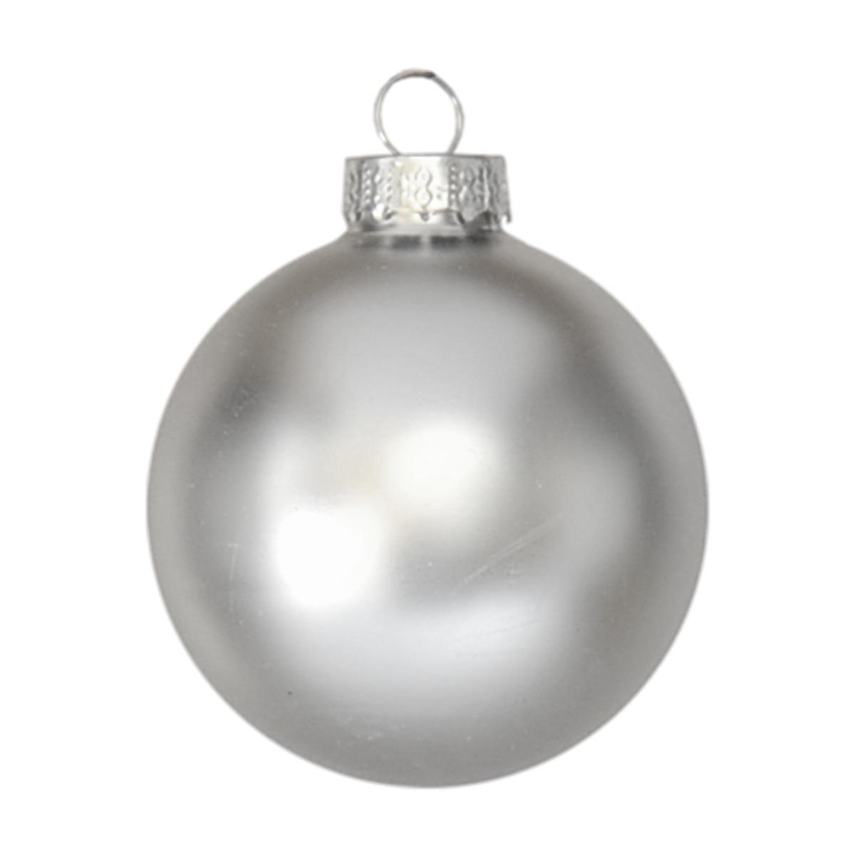 Pallina natalizia vetro argento satinate lucide Set 24 pz