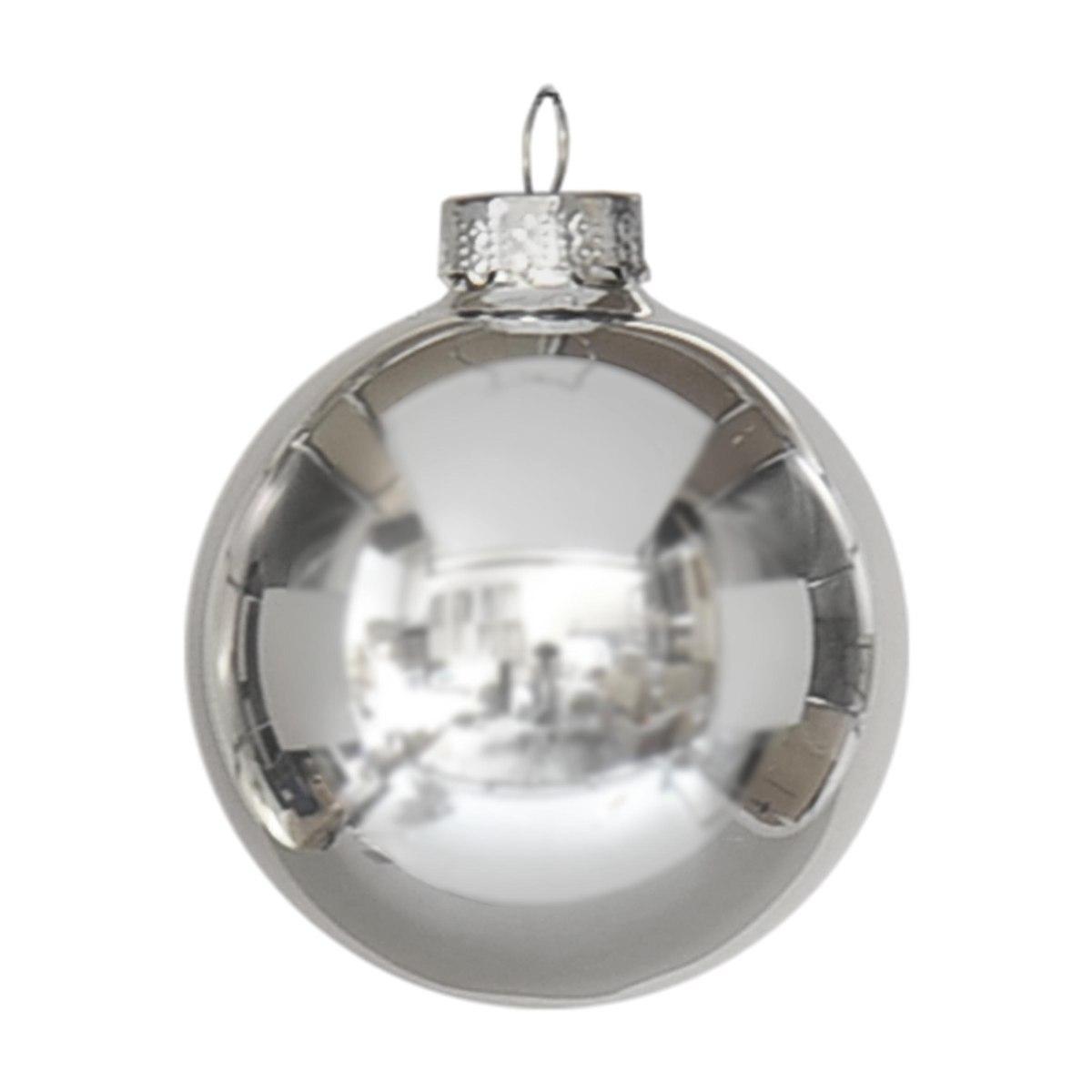 Pallina natalizia vetro argento satinate lucide Set 24 pz