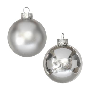 Pallina natalizia vetro argento satinate lucide Set 24 pz