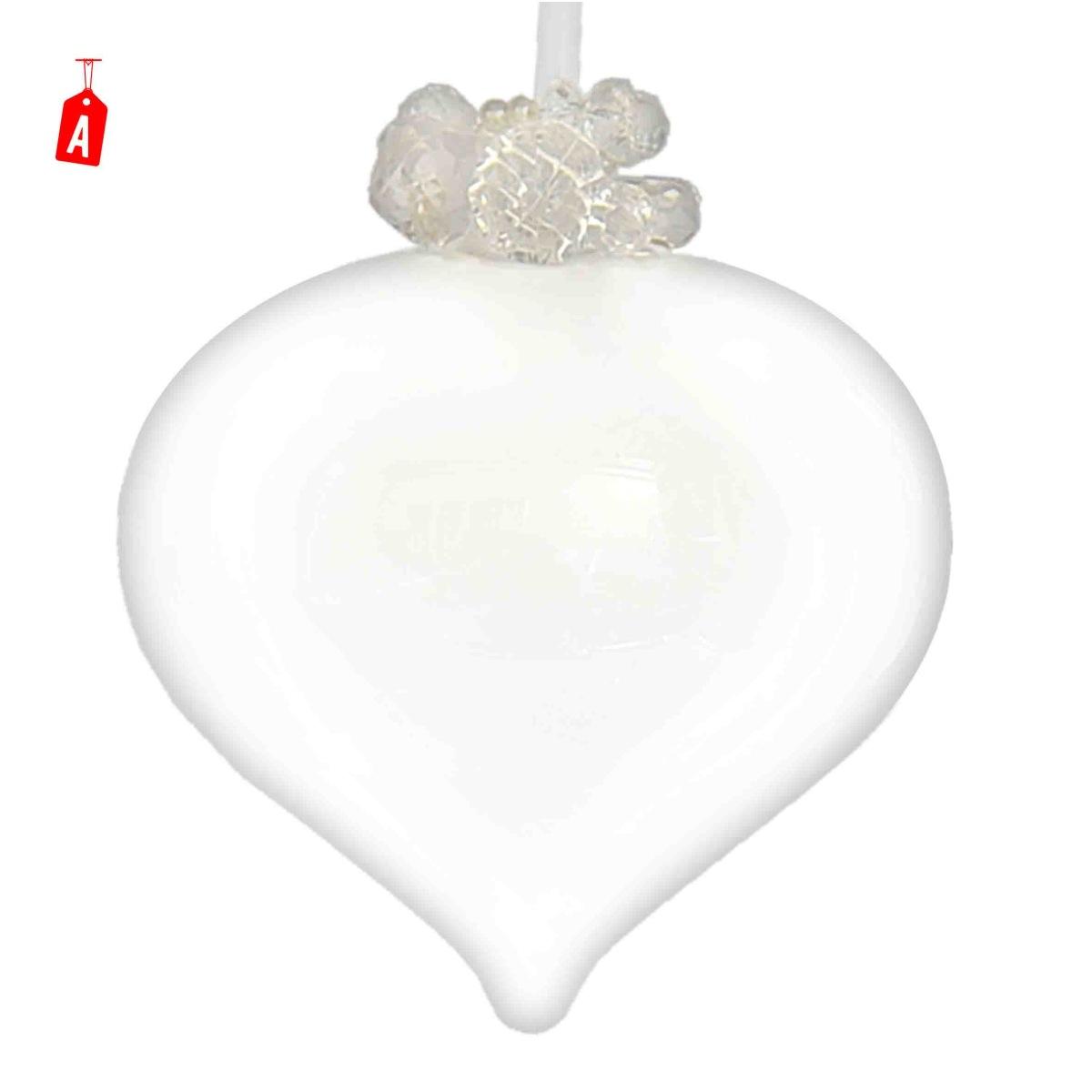 Pallina natalizia vetro goccia diamantini Ø 12 cm