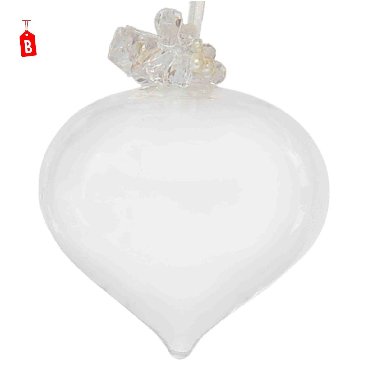 Pallina natalizia vetro goccia diamantini Ø 12 cm