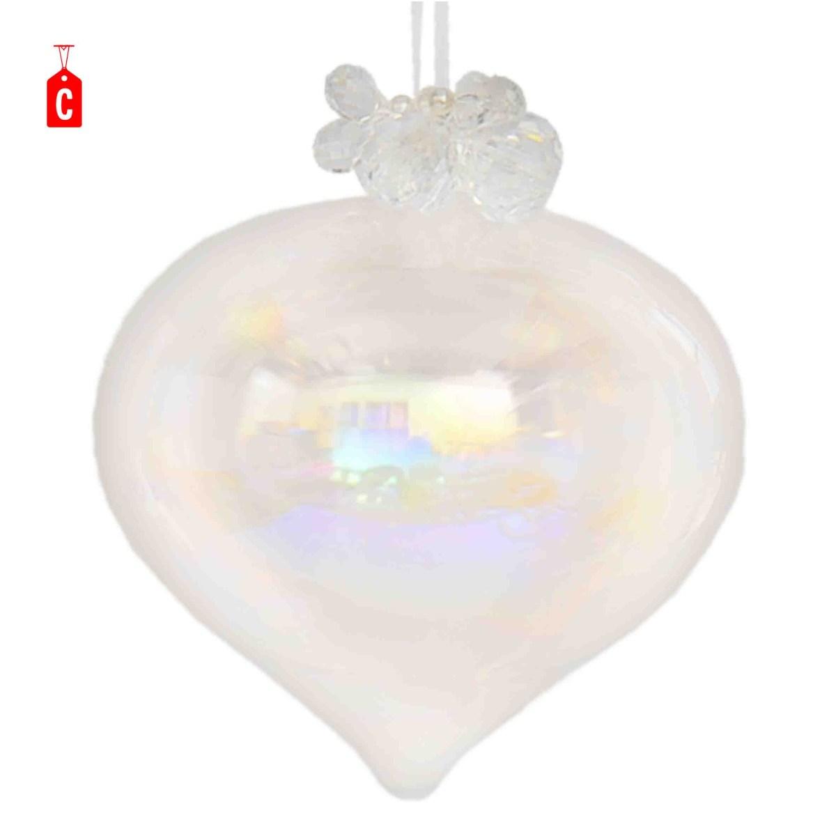 Pallina natalizia vetro goccia diamantini Ø 12 cm