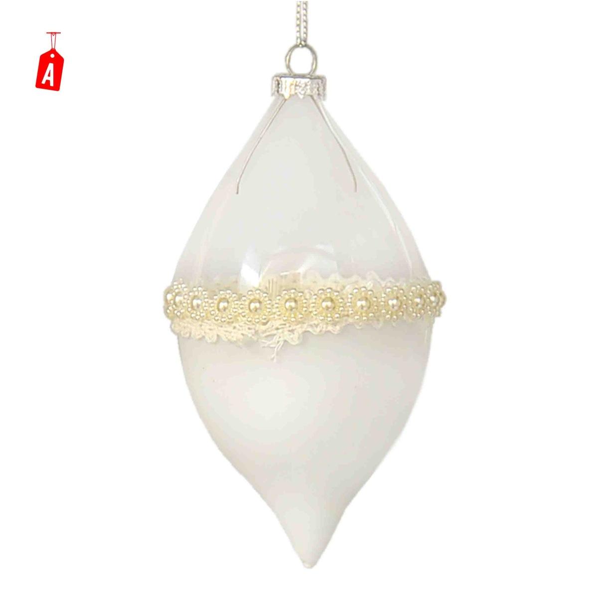 Pallina natalizia vetro bianco trasparente burano Set 4 pz