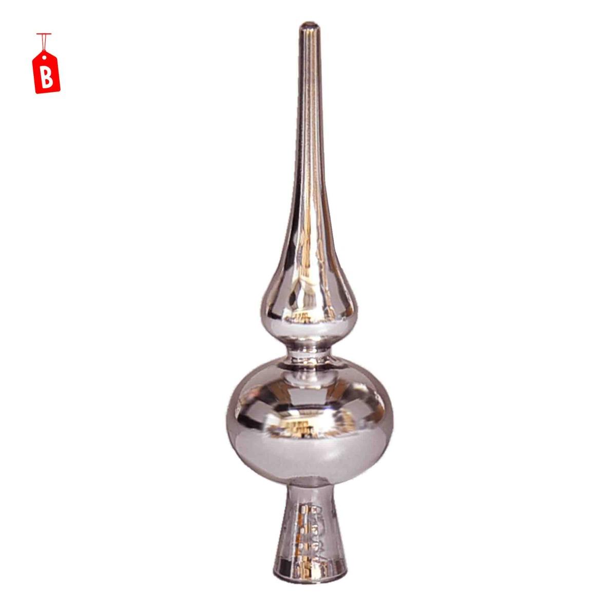 Puntale albero natale vetro ottone 19 cm