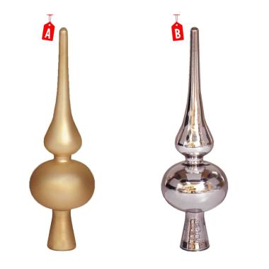 Puntale albero natale vetro ottone 19 cm