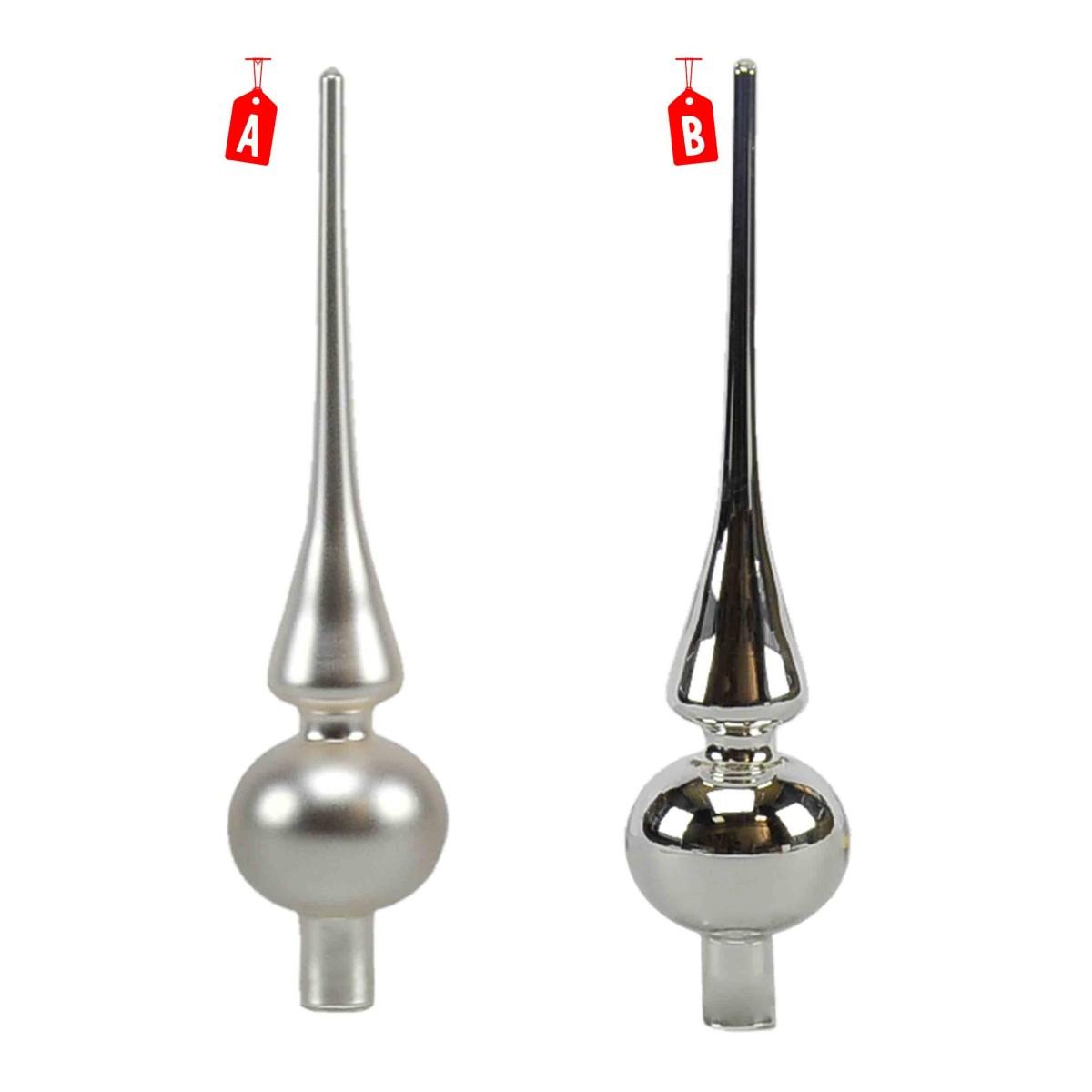 Puntale albero natale vetro argento 26 cm