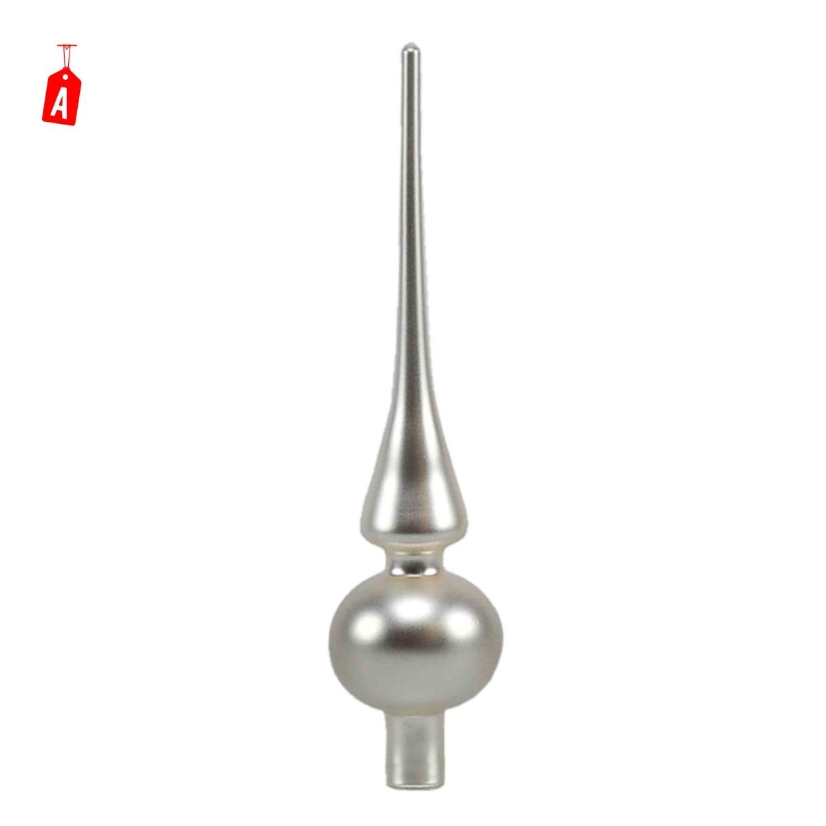 Puntale albero natale vetro argento 26 cm