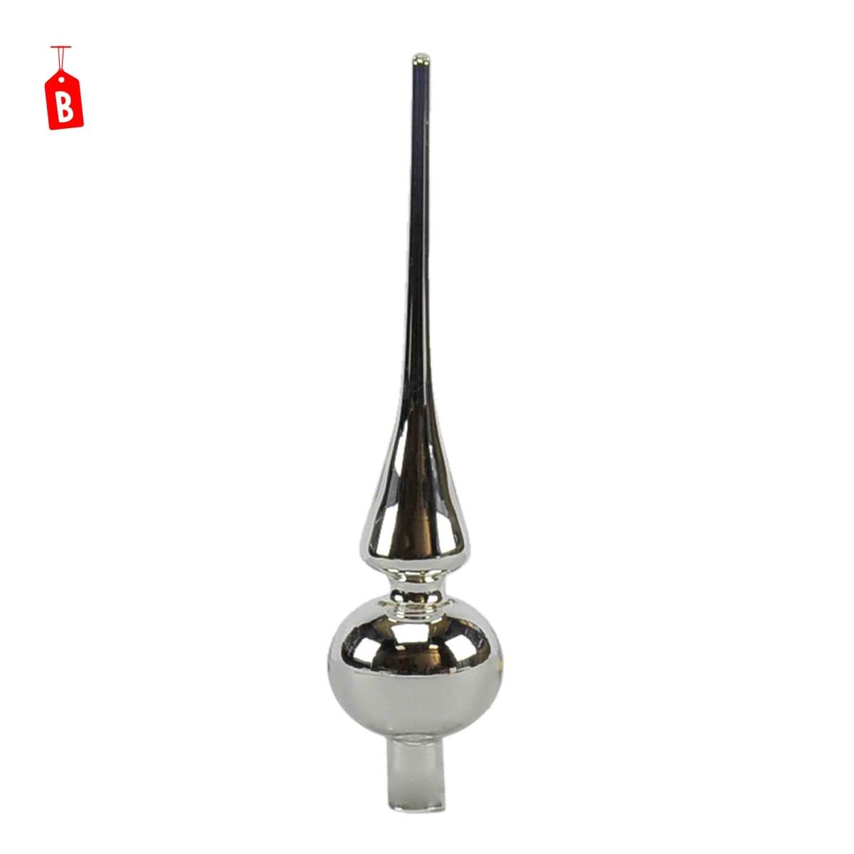 Puntale albero natale vetro argento 26 cm