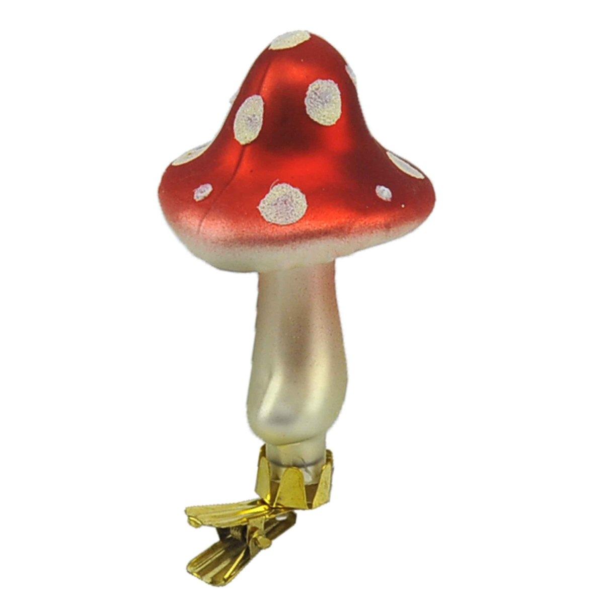 Pallina natalizia vetro funghetti pinza Set 3 pz