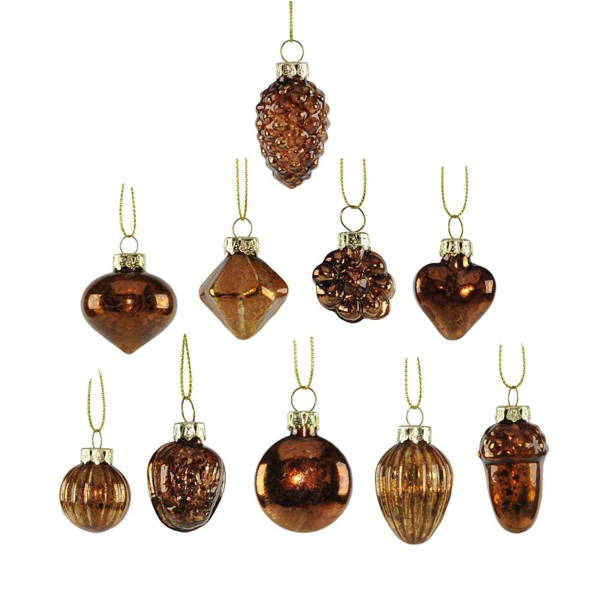 Pallina natalizia vetro bronzo Set 10 pz