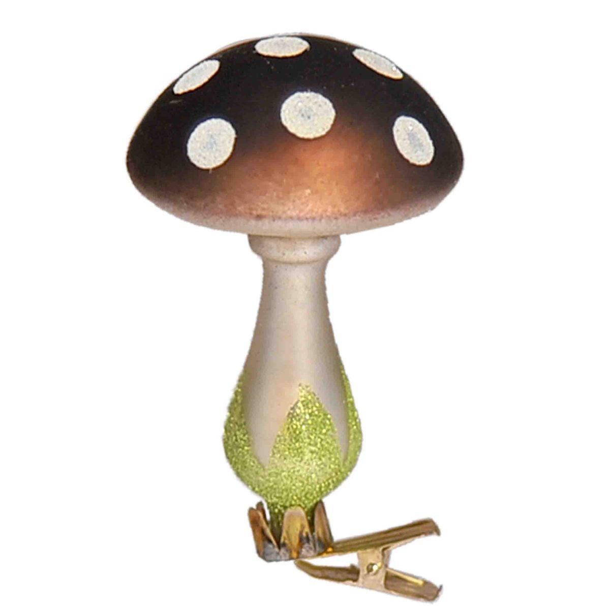 Pallina natalizia vetro funghetti pinza Set 3 pz