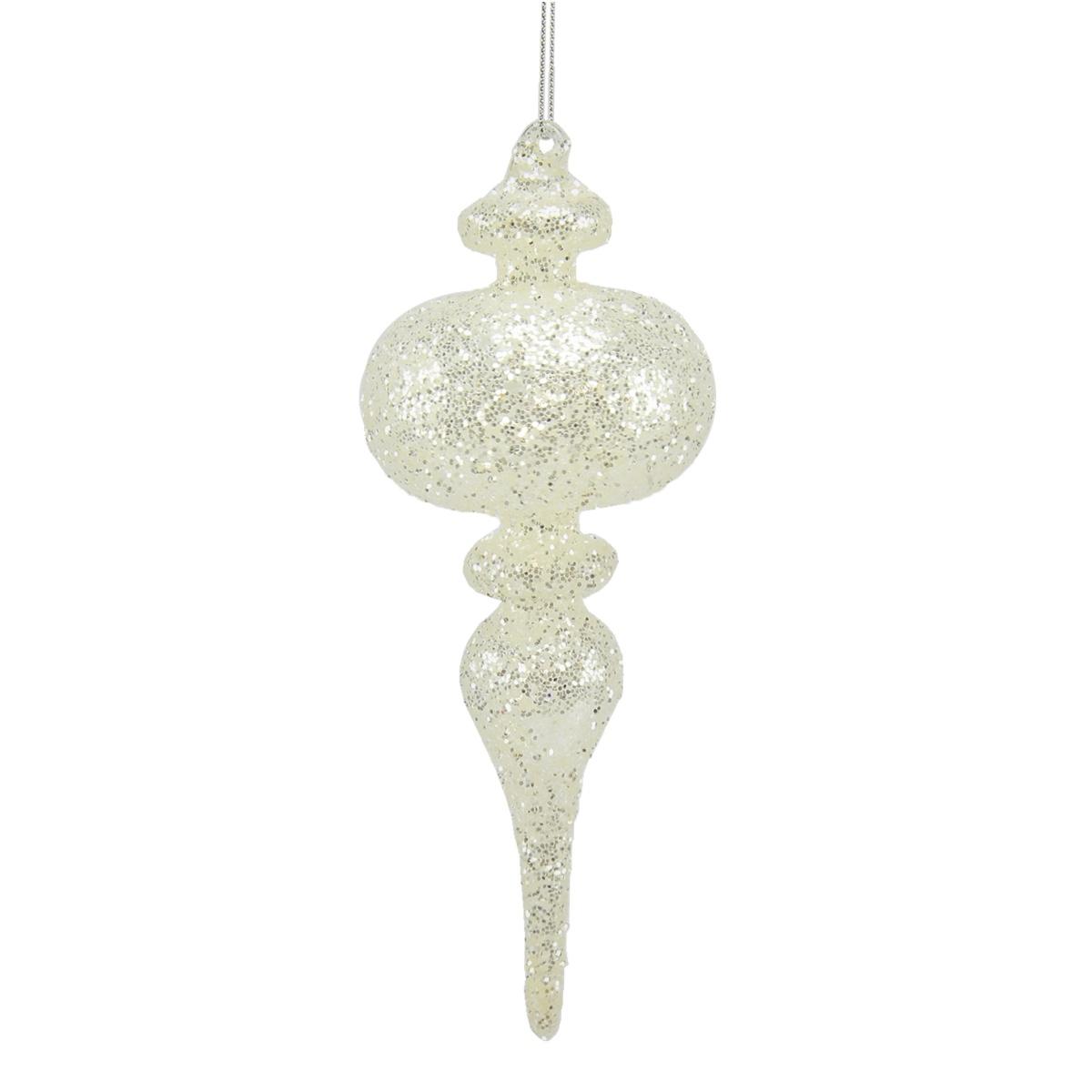 Pallina natalizia vetro pendente aregento glitter Set 2 pz