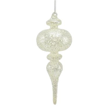 Pallina natalizia vetro pendente aregento glitter Set 2 pz