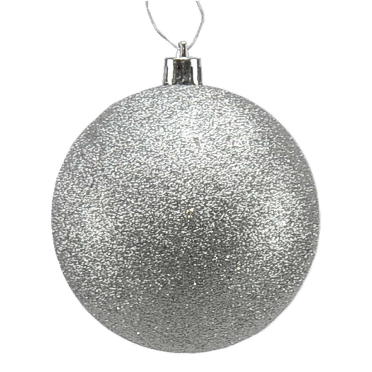 Pallina natalizia argento glitter Ø 8 cm