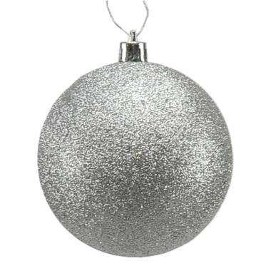 Pallina natalizia argento glitter Ø 8 cm
