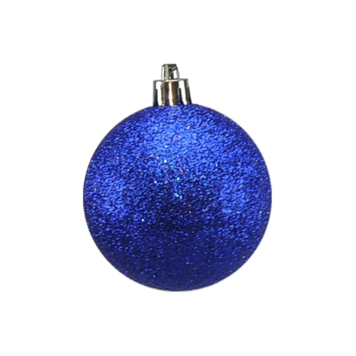 Pallina natalizia fucsia blu rosa glitter Set 12 pz