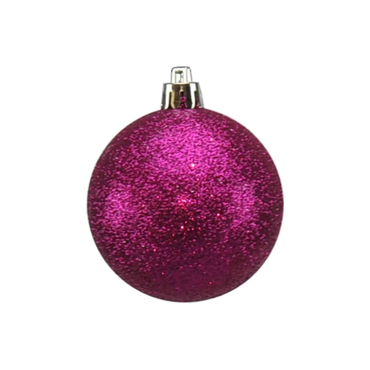 Pallina natalizia fucsia blu rosa glitter Set 12 pz