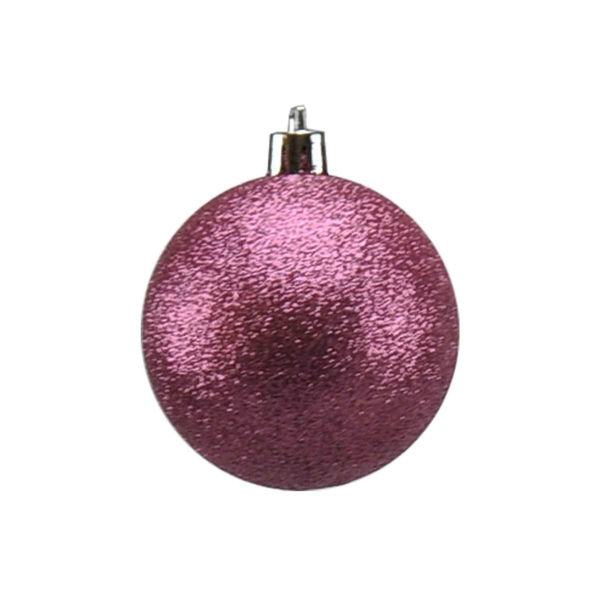 Pallina natalizia fucsia blu rosa glitter Set 12 pz