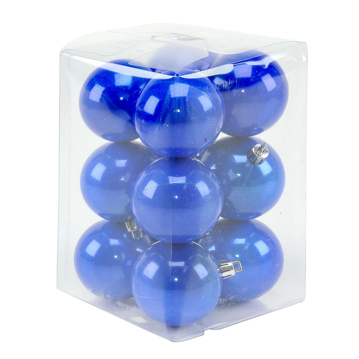 Pallina natalizia blu perlate lucide Set 12 pz