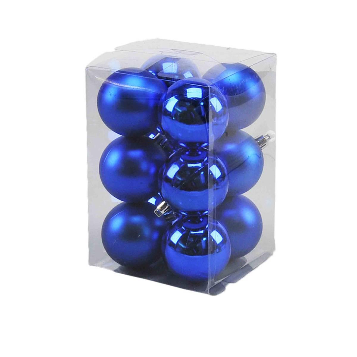 Pallina natalizia blu satinate lucide Set 12 pz