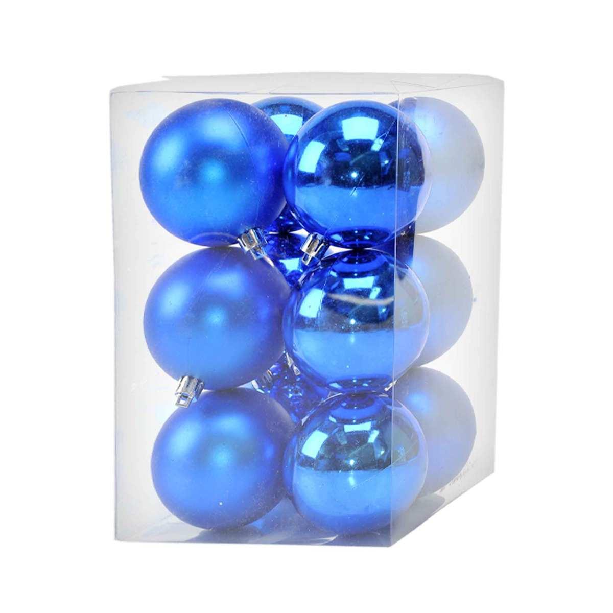 Pallina natalizia blu satinate lucide Set 12 pz